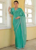 Jimmy Choo Teal Green Party Wear Hand Work Saree